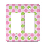 Pink & Green Dots Rocker Style Light Switch Cover - Two Switch