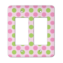 Pink & Green Dots Rocker Style Light Switch Cover - Two Switch
