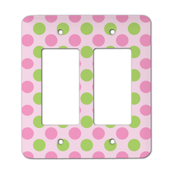 Custom Pink & Green Dots Rocker Style Light Switch Cover - Two Switch