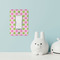 Pink & Green Dots Rocker Light Switch Covers - Single - IN CONTEXT