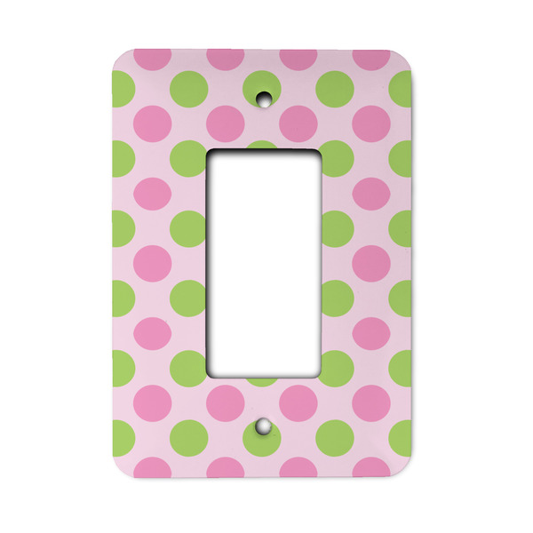 Custom Pink & Green Dots Rocker Style Light Switch Cover - Single Switch