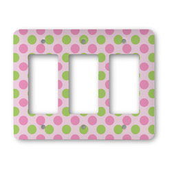 Pink & Green Dots Rocker Style Light Switch Cover - Three Switch
