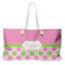 Pink & Green Dots Large Rope Tote Bag - Front View