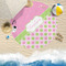 Pink & Green Dots Round Beach Towel Lifestyle