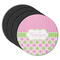 Pink & Green Dots Round Coaster Rubber Back - Main