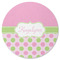 Pink & Green Dots Round Coaster Rubber Back - Single