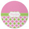 Pink & Green Dots Round Rubber Backed Coaster (Personalized)