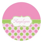Pink & Green Dots Round Decal - Small (Personalized)