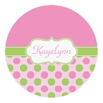 Pink & Green Dots Round Decal - Small (Personalized)