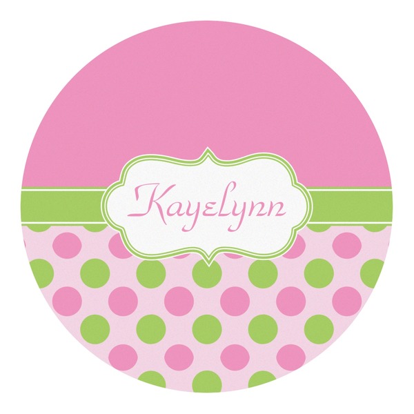 Custom Pink & Green Dots Round Decal - Small (Personalized)