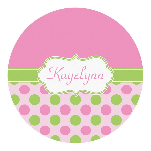 Custom Pink & Green Dots Round Decal - Medium (Personalized)