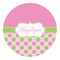 Pink & Green Dots Round Decal - Medium (Personalized)