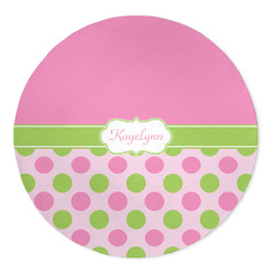 Pink & Green Dots 5' Round Indoor Area Rug (Personalized)