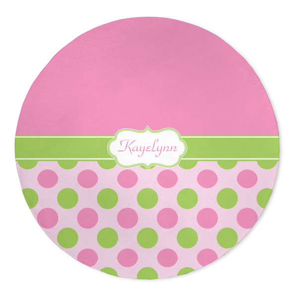 Custom Pink & Green Dots 5' Round Indoor Area Rug (Personalized)