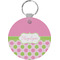 Pink & Green Dots Round Keychain (Personalized)