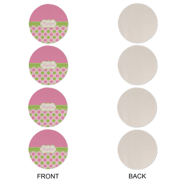 Pink & Green Dots Round Linen Placemats - APPROVAL Set of 4 (single sided)