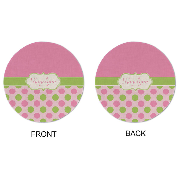 Pink & Green Dots Round Linen Placemats - APPROVAL (double sided)