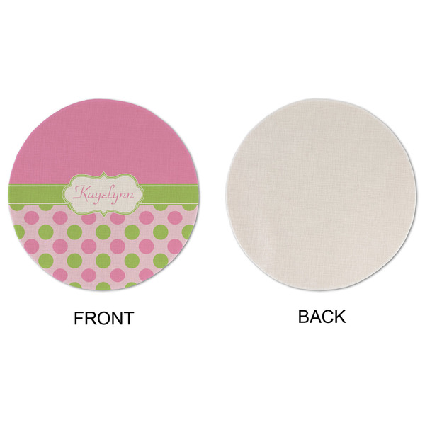 Pink & Green Dots Round Linen Placemats - APPROVAL (single sided)