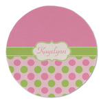 Pink & Green Dots Round Linen Placemat (Personalized)