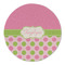 Pink & Green Dots Round Linen Placemats - FRONT (Single Sided)