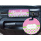 Pink & Green Dots Round Luggage Tag & Handle Wrap - In Context