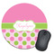 Pink & Green Dots Round Mouse Pad