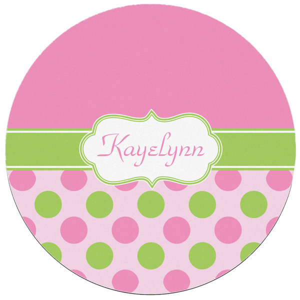 Pink & Green Dots Round Mousepad - APPROVAL