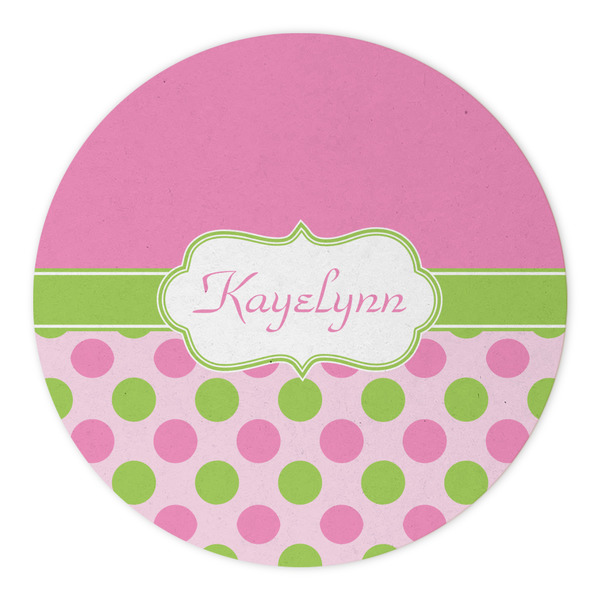 Pink & Green Dots Round Paper Coaster - Approval
