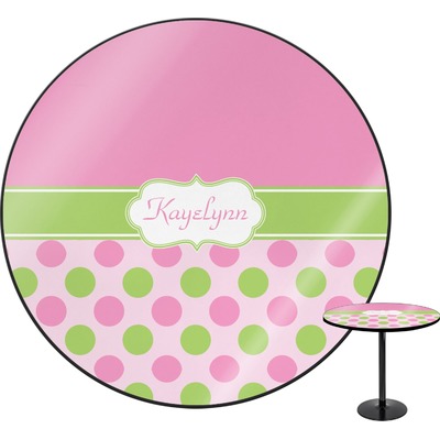 Pink & Green Dots Round Table - 24" (Personalized)