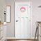 Pink & Green Dots Round Wall Decal on Door