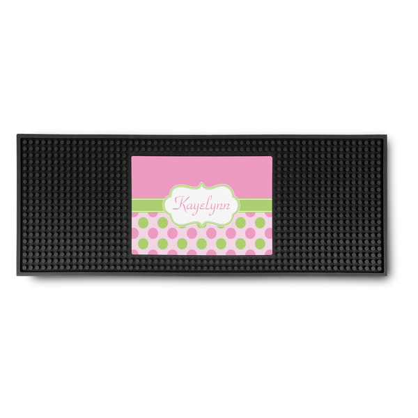 Custom Pink & Green Dots Rubber Bar Mat (Personalized)