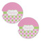 Pink & Green Dots Sandstone Car Coasters - Set of 2