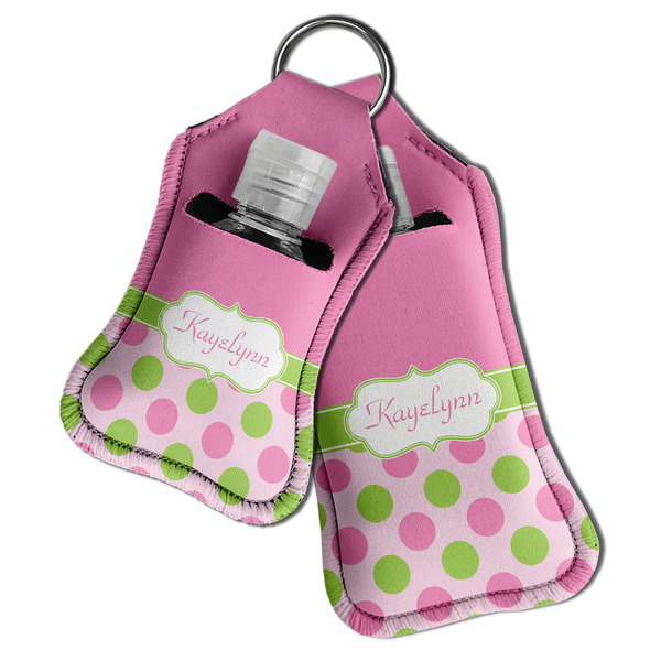 Pink & Green Dots Sanitizer Holder Keychain - Both in Case (PARENT)