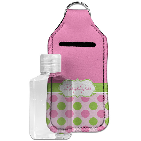 Custom Pink & Green Dots Hand Sanitizer & Keychain Holder - Large (Personalized)