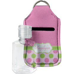 Pink & Green Dots Hand Sanitizer & Keychain Holder - Small (Personalized)