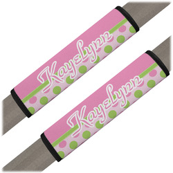 Pink & Green Dots Seat Belt Covers (Set of 2) (Personalized)