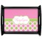 Pink & Green Dots Black Wooden Tray - Large (Personalized)