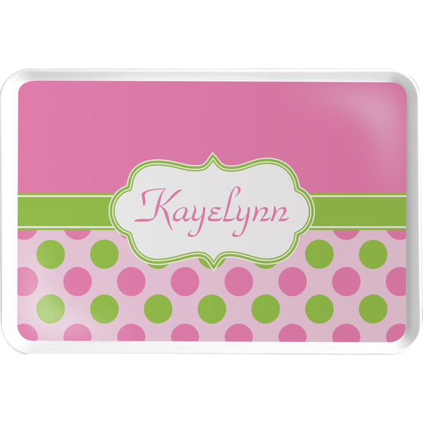 Custom Pink & Green Dots Serving Tray w/ Name or Text