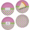 Pink & Green Dots Set of 4 Glass Appetizer / Dessert Plate 8" (Personalized)