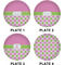 Pink & Green Dots Set of Lunch / Dinner Plates (Approval)