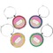 Pink & Green Dots Set of Silver Wine Wine Charms