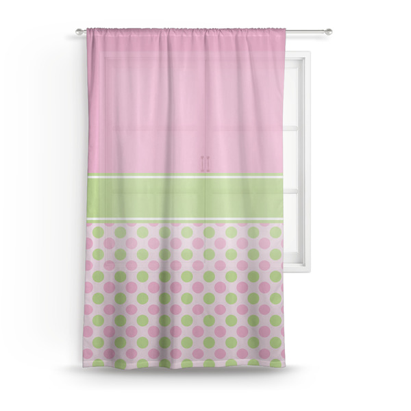 Custom Pink & Green Dots Sheer Curtain