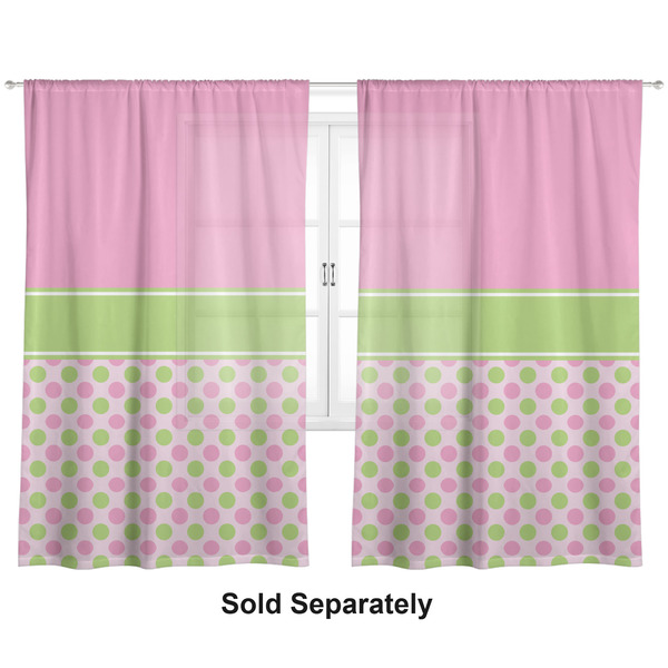 Pink & Green Dots Sheer Curtains Double