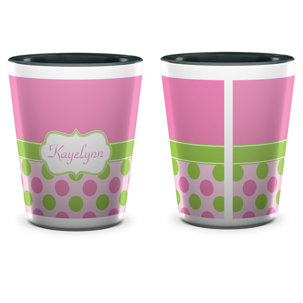 Pink & Green Dots Shot Glass - Two Tone - APPROVAL