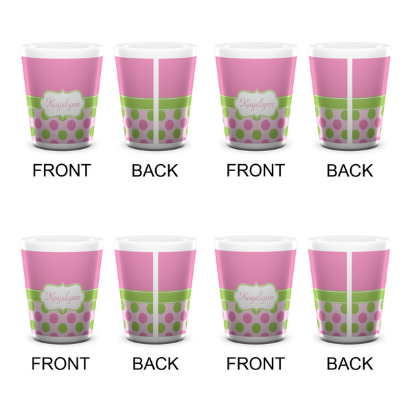 Pink & Green Dots Shot Glass - White - Set of 4 - APPROVAL