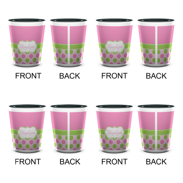 Pink & Green Dots Shot Glassess - Two Tone - Set of 4 - APPROVAL