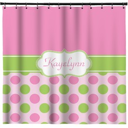 Pink & Green Dots Shower Curtain - 69"x70" w/ Name or Text