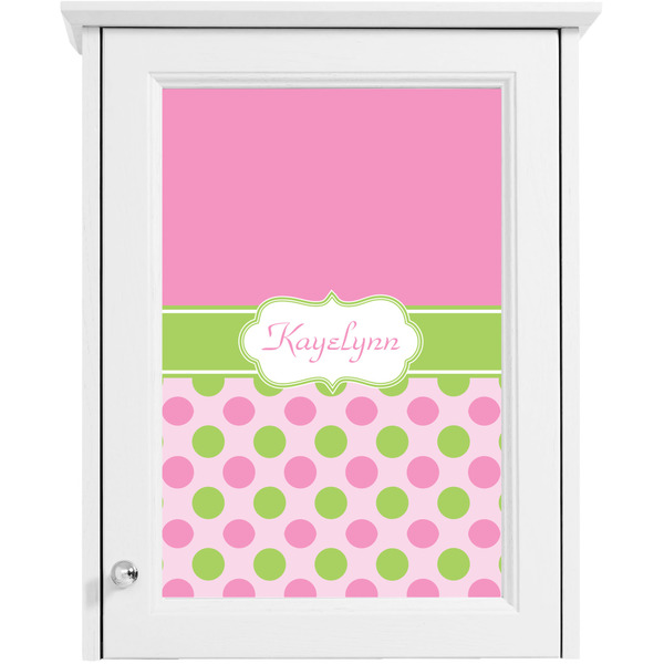 Pink & Green Dots Single White Cabinet Decal