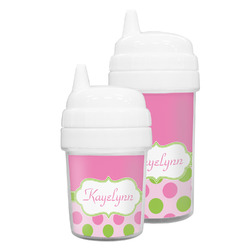 Pink & Green Dots Sippy Cup (Personalized)
