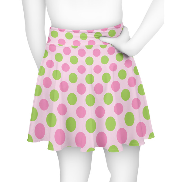 Pink & Green Dots Skater Skirt - Back